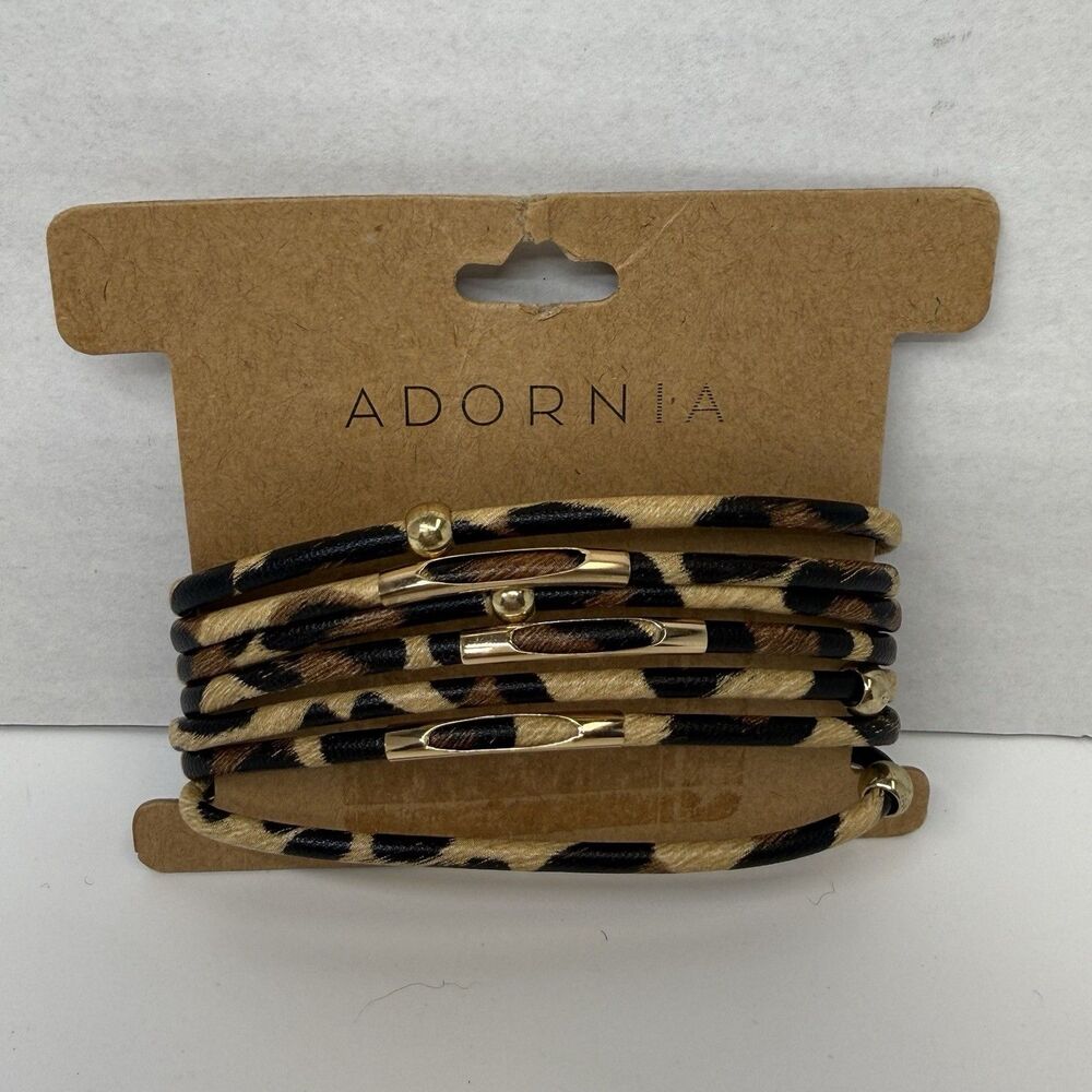 Adornia Multi Strand Leopard Print Beaded Magnetic Bracelet